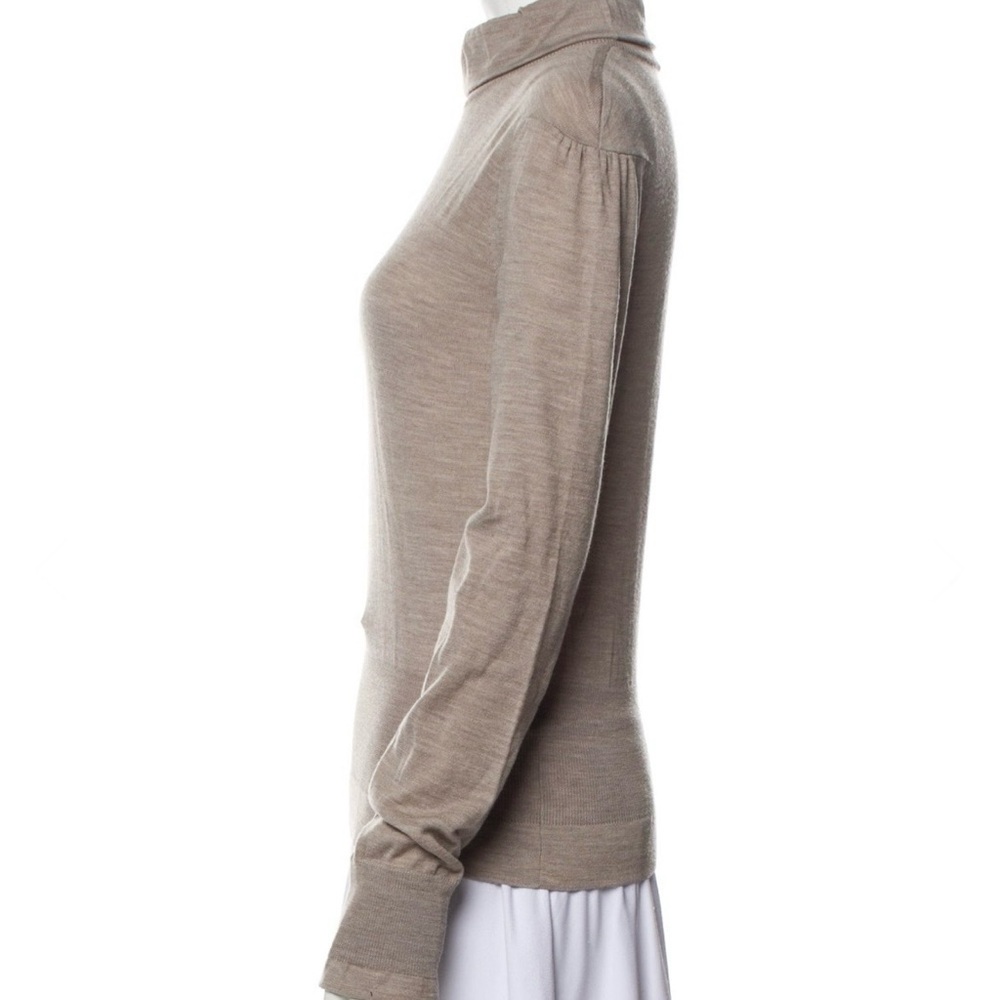 Dolce & Gabbana 100% Virgin Wool Beige Turtleneck Sweater With Ruffles Size 6 - Picture 2 of 8